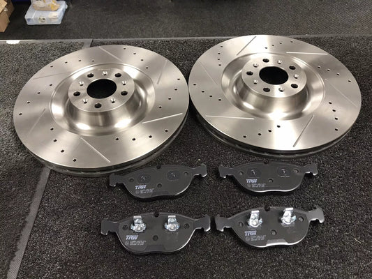 BRAKE DISC DRILLED GROOVED FRONT PAD FOR BENTLEY CONTINENTAL FLYING SPUR GT GTC